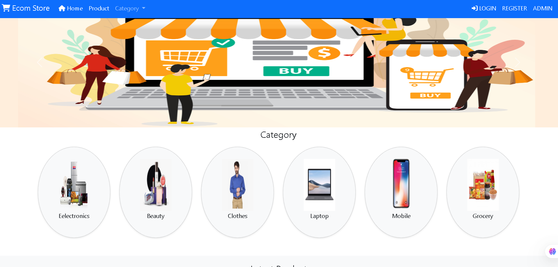 E-Commerce platform interface showing product listings