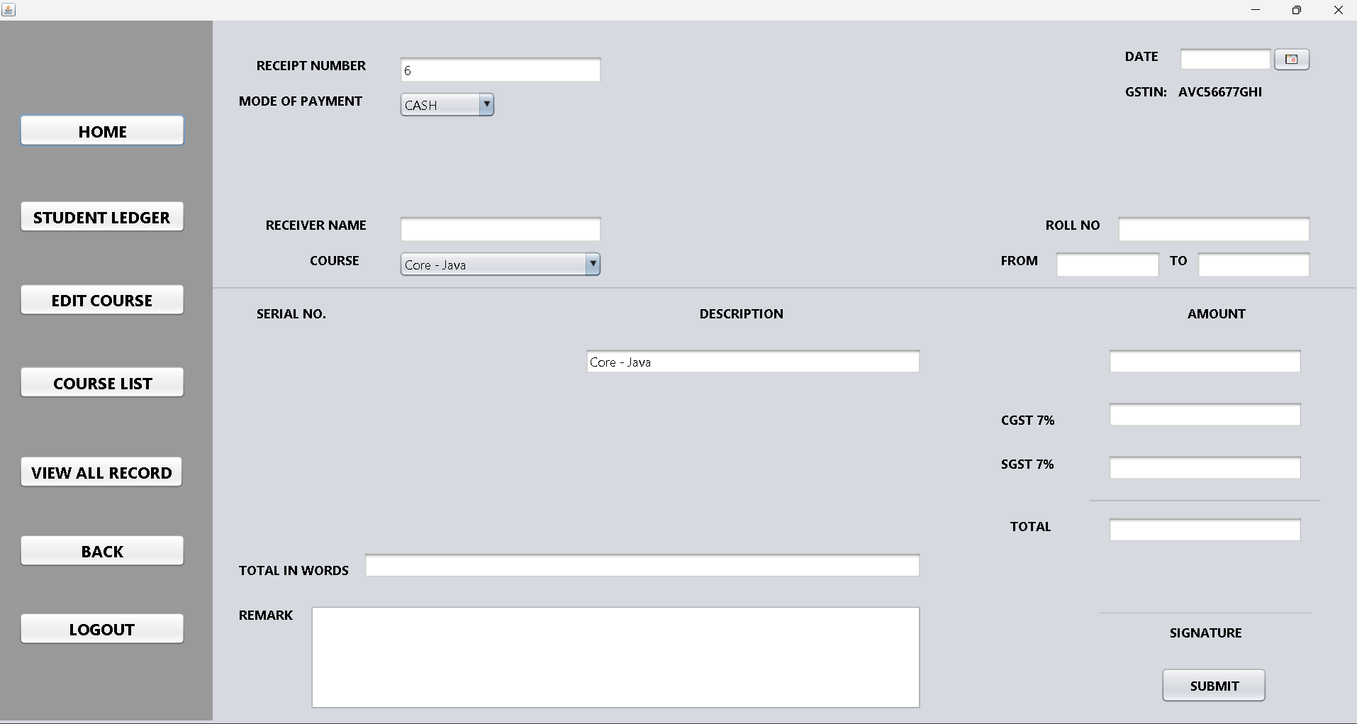 Fee Management System: Student records and payment tracking UI